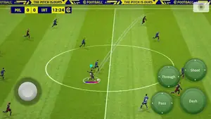 Real eFootball gameplay screenshot: Milan vs Inter derby with on-screen joystick